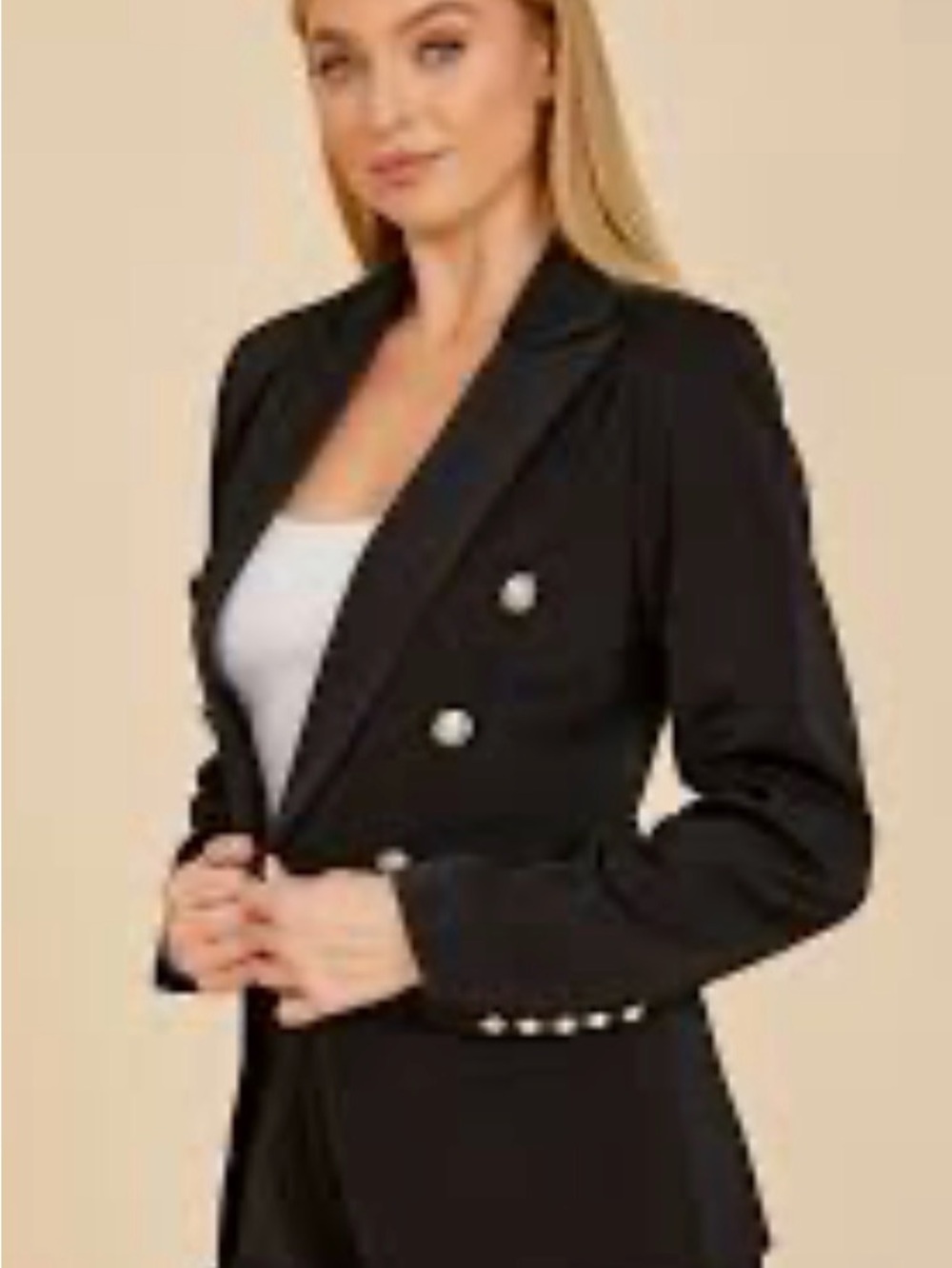 NWT-Classic Black Double-Breasted Women's Blazer Jacket